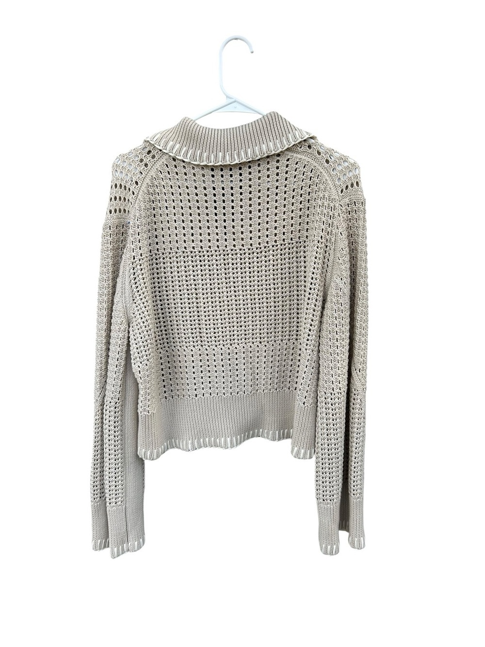 SIMKHAI Beige Crochet Knit Sweater - Size Medium - 100% Cotton - Minimalist - Picture 10 of 11